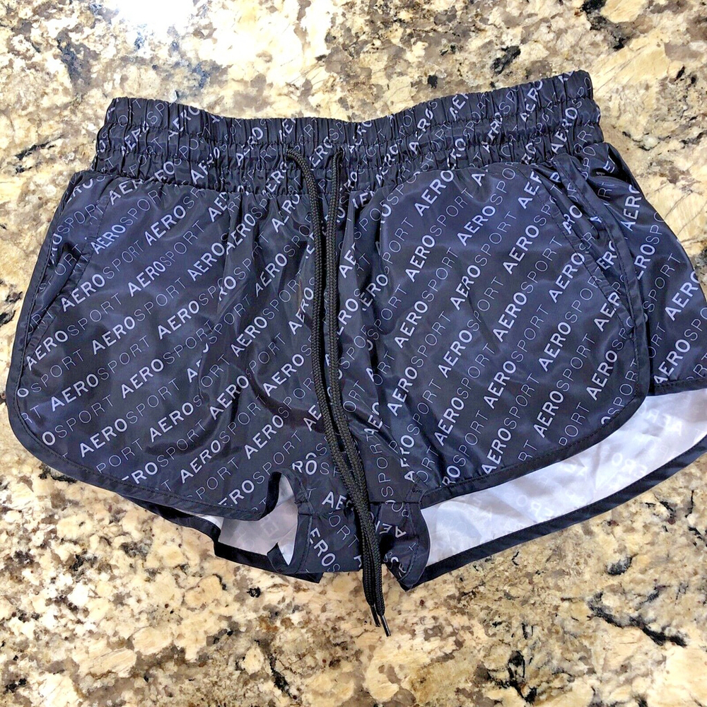 Size Small Aeropostale Sport Womens Shorts Lined Undergarment Drawstring Black